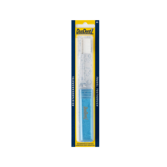 Duodent Reis tandenborstel with soft bristles, compact travel-sized toothbrush from Duodent for on-the-go oral care.