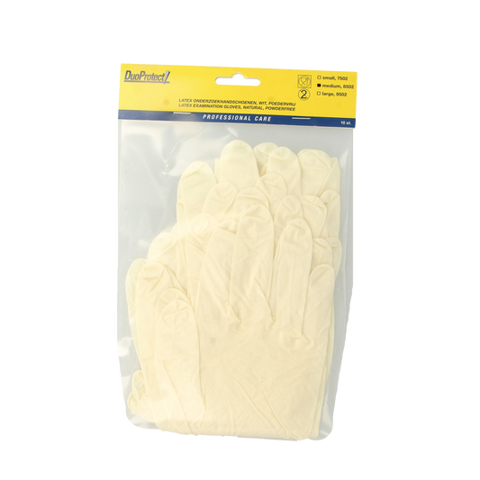 Duoprotect Handschoen latex poedervrij medium 10.00 Stuks