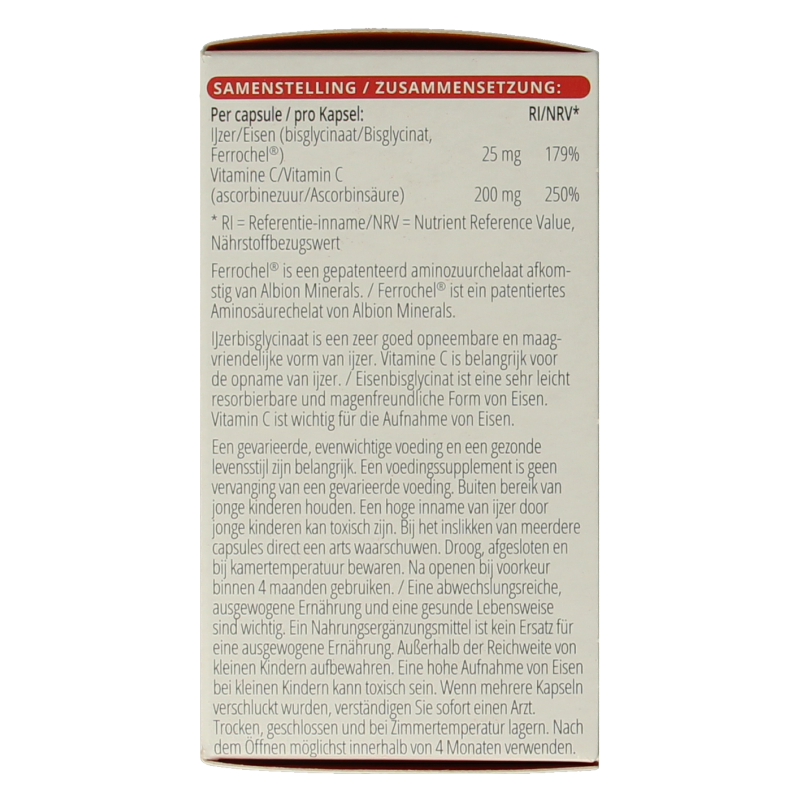 Vitals IJzer 25mg met vitamine C 100 Capsules