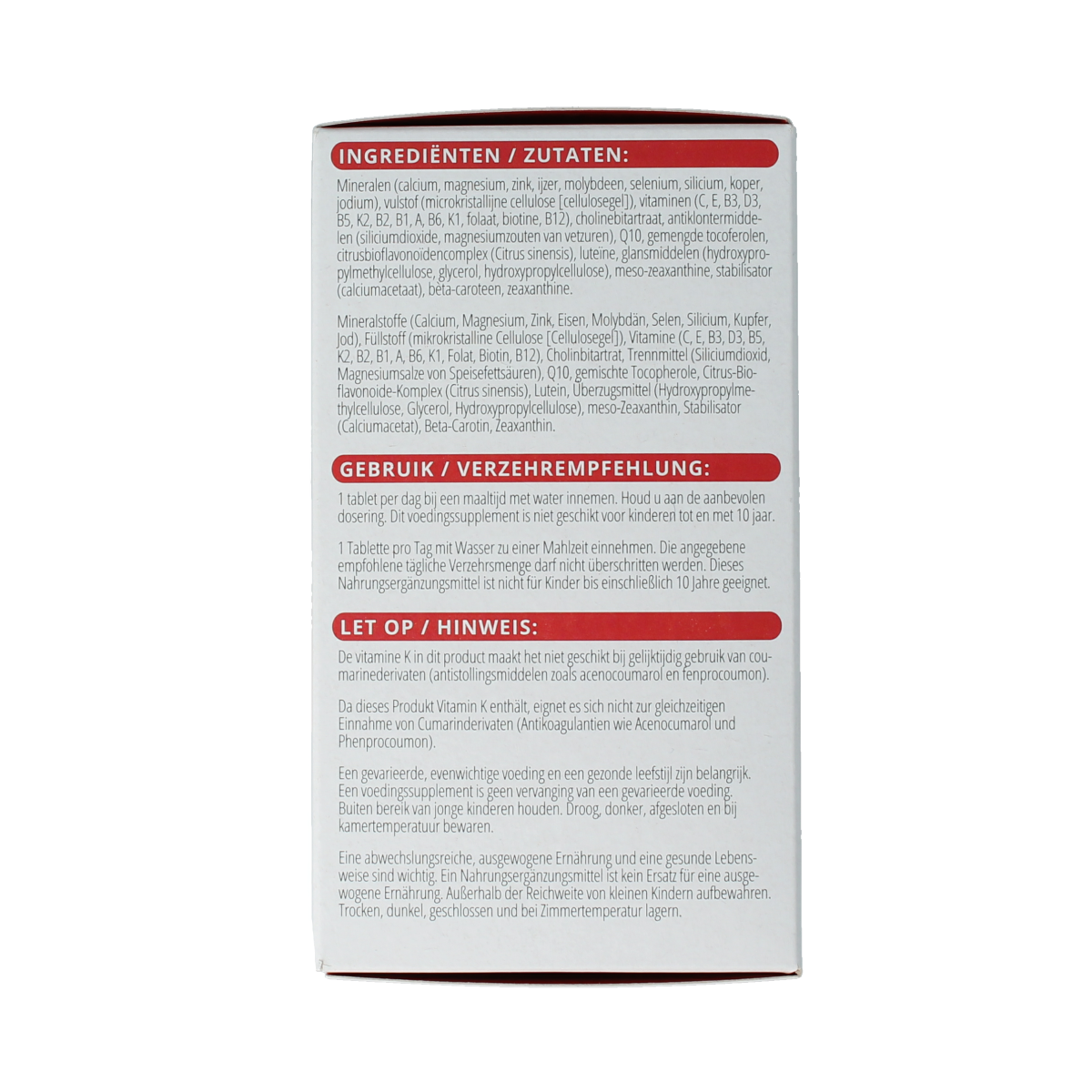 Vitals Elke Dag multi-vitamin tablets, 90 count, featuring colorful tablets in a blister pack, designed for daily nutritional support.