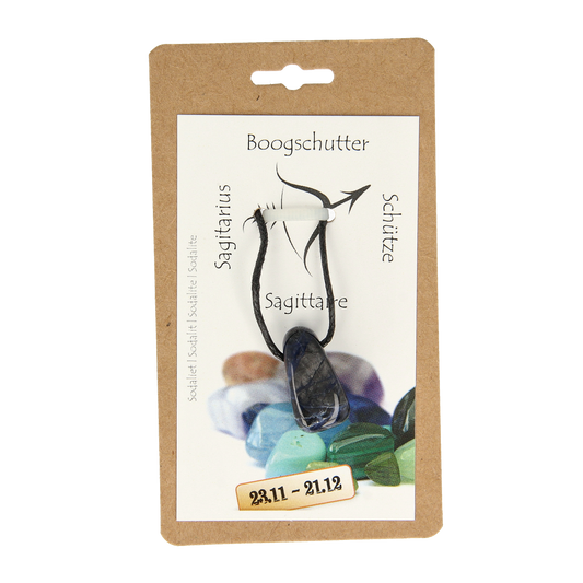 Steengoed Sterrenbeeldsteen hanger Boogschutter zodiac pendant in natural stone, featuring a detailed star sign design.