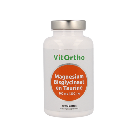 VitOrtho Magnesium bisglycinaat 100 mg en taurine 200 mg 100 Tabletten