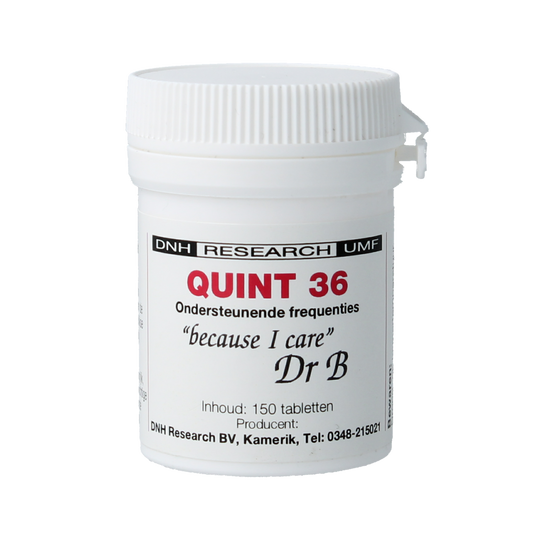 DNH Quint 36 herbal supplement tablets in a bottle, natural herbal remedy by DNH for health support.