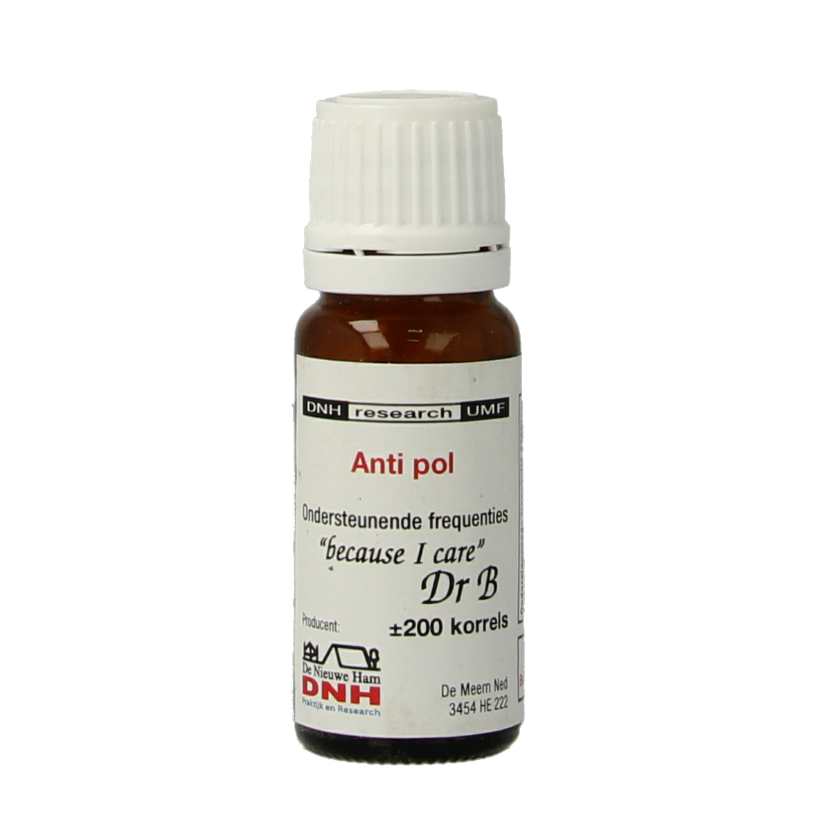 DNH anti-pol kruidenpreparaten package with 200 pieces, natural herbal supplement product in a sealed packet.