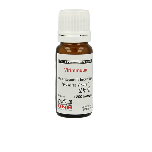 Box of DNH Vir Immune herbal supplements with 200 capsules, featuring natural herbal ingredients in a clear container.