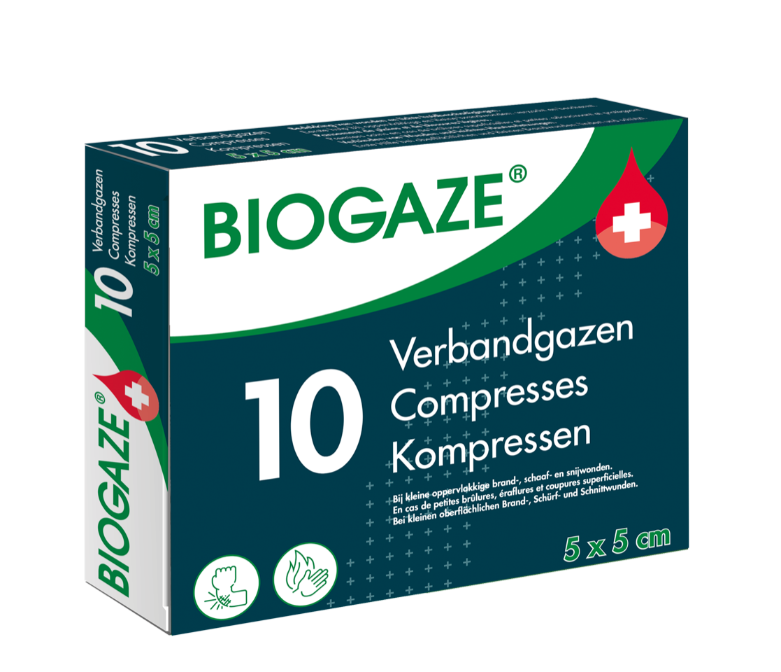 Biogaze Verbandgazen/Kompressen 5 x 5cm 10.00 Stuks