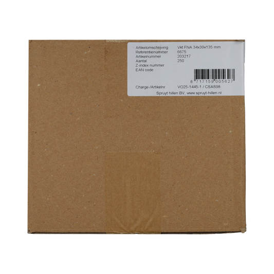 Spruyt Hillen tubevouwdoos packaging material with 250 units, showing folded corrugated cardboard boxes for shipping.