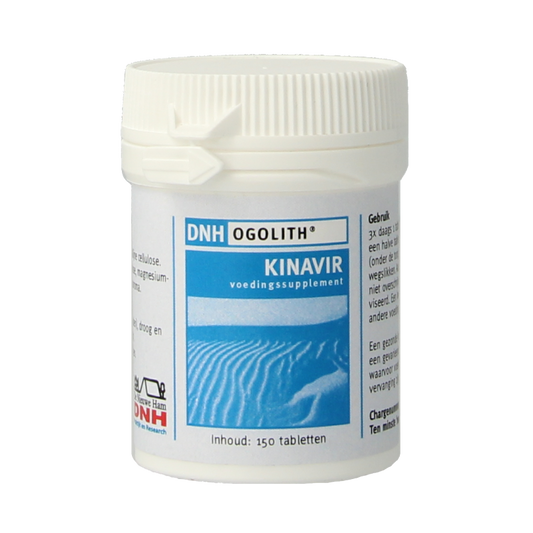DNH Kinavir Ogolith 150 tablets, herbal supplement bottle with label, natural herbal remedy for digestive health.