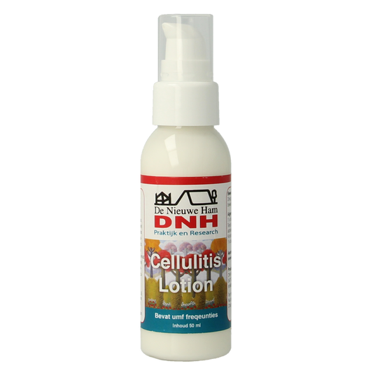 DNH Cellulitis lotion 50ml bottle, a skincare product for body care, featuring a white and blue label.