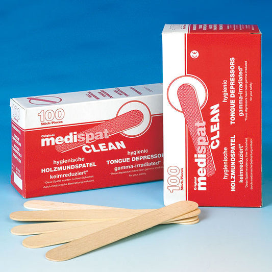 Medispat tongspatel hout, set van 100 stuks, medisch instrument voor medische en laboratorium toepassingen.