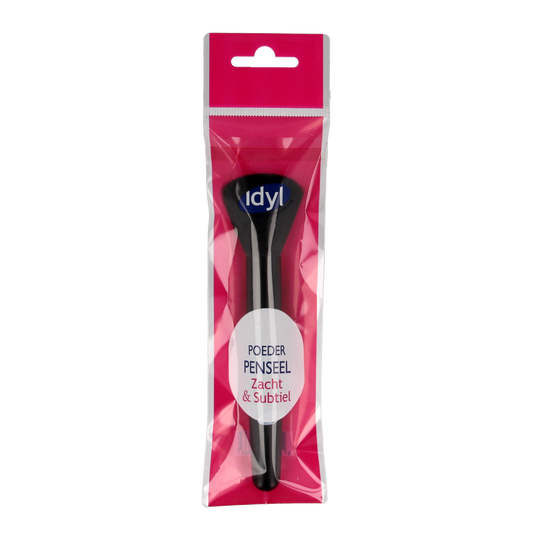Idyl make-up powder brush, soft and subtle, 1 piece with light-colored bristles and a slim handle, ideal for face powder application.