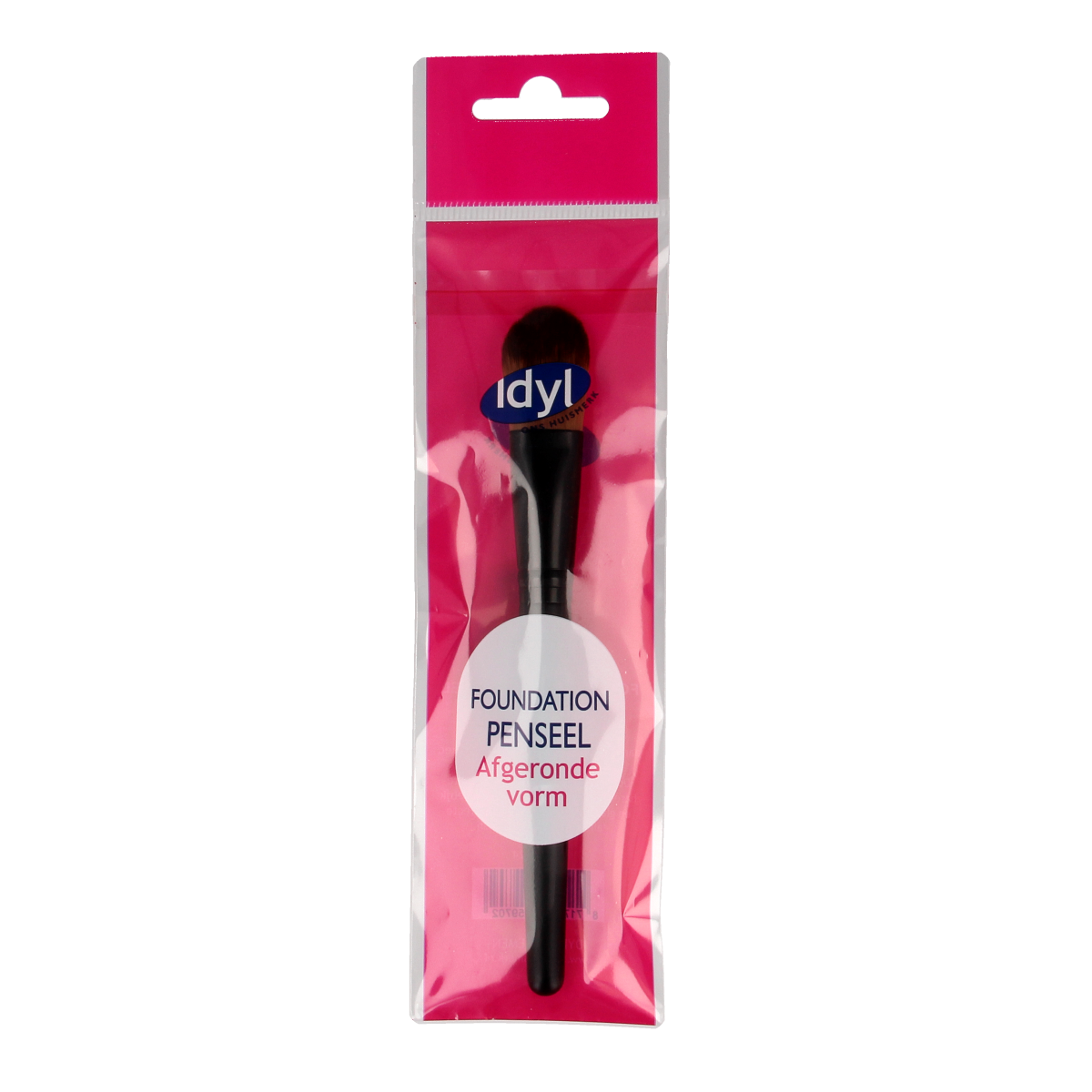 Idyl Op=Op foundation brush with rounded shape for makeup application, shown with soft bristles and ergonomic handle.