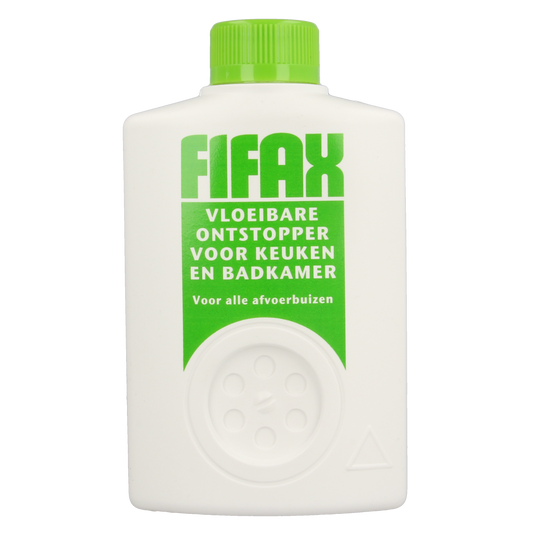 Fifax Keuken ontstopper groen 500ml, a cleaning product for kitchen drain unclogging, in a green bottle with a nozzle.