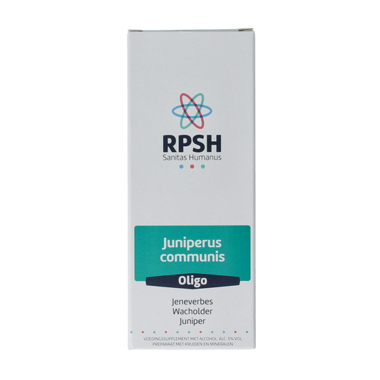 RPSH Oligo Juniperus communis jeneverbes herb preparation in 120ml bottle, featuring juniper berries for herbal remedies.