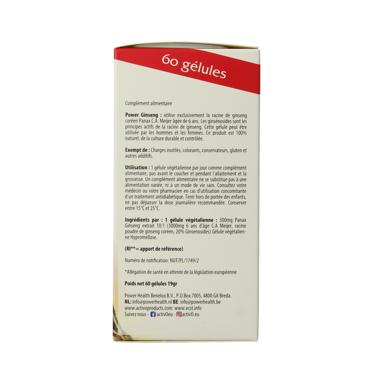 Activo Power ginseng 3000 60.00 Vegetarische capsules