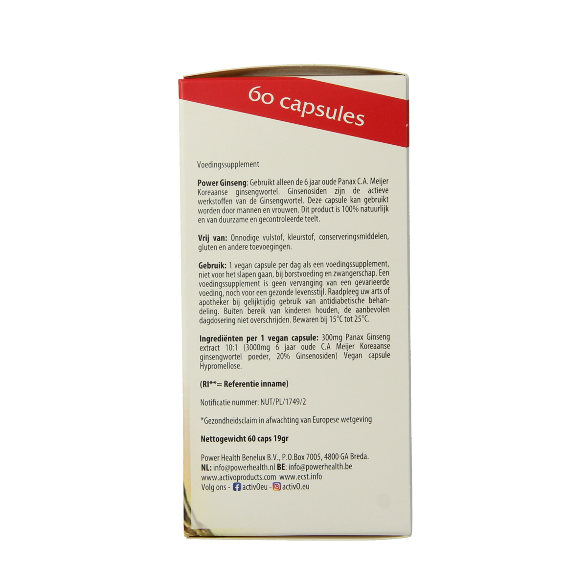 Activo Power ginseng 3000 60.00 Vegetarische capsules