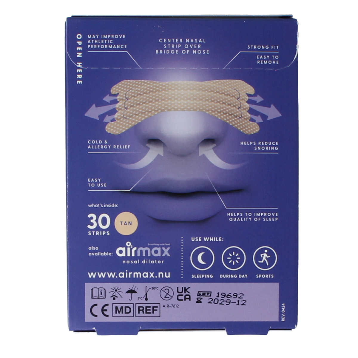 Airmax Nasal strips  tan 30.00 Stuks