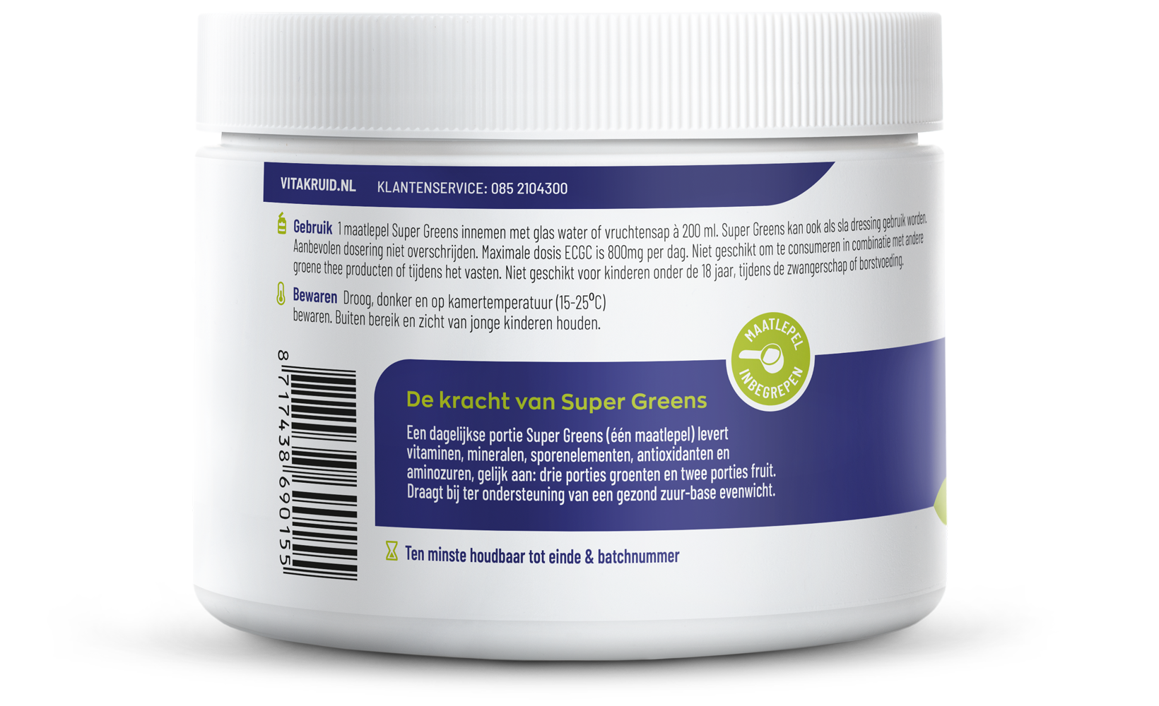 Vitakruid Super Greens 25 nutrienten oa probiotica & enzymen 220.00 Gram