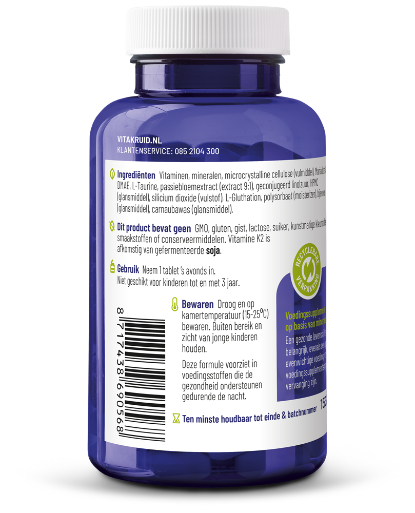 Vitakruid Multi Nacht 100% Vegan 90.00 Tabletten