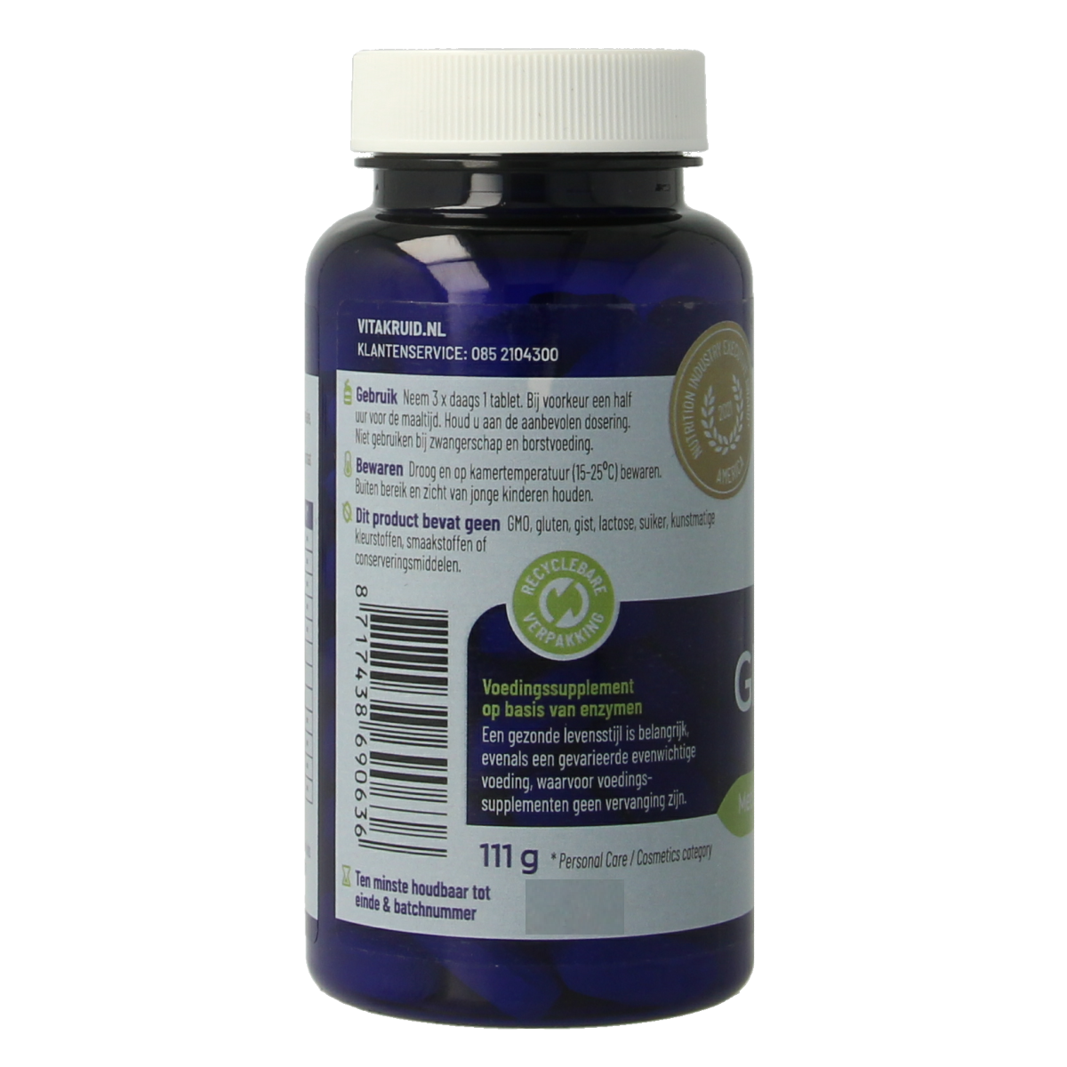 Vitakruid Glutazyme oa Spijsverteringsenzymen en L-Glutamine 90.00 Tabletten