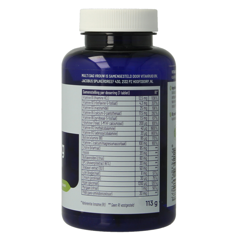 Vitakruid Multi Dag Vrouw 100% Vegan 90 Tabletten