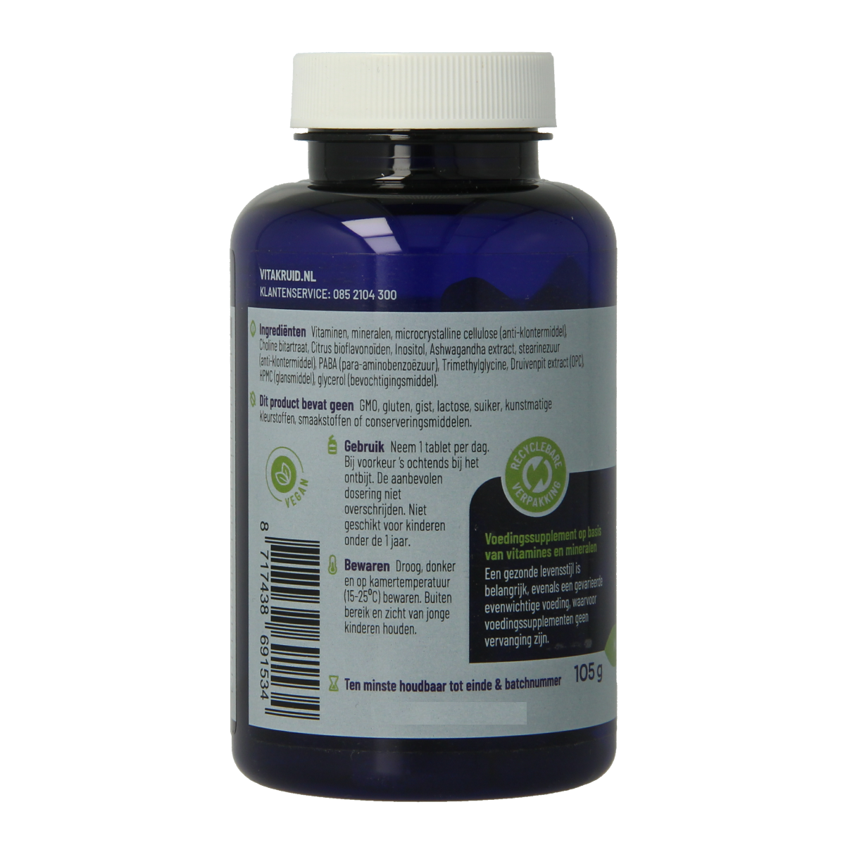 Vitakruid Multi Dag Man 100% Vegan 90.00 Tabletten