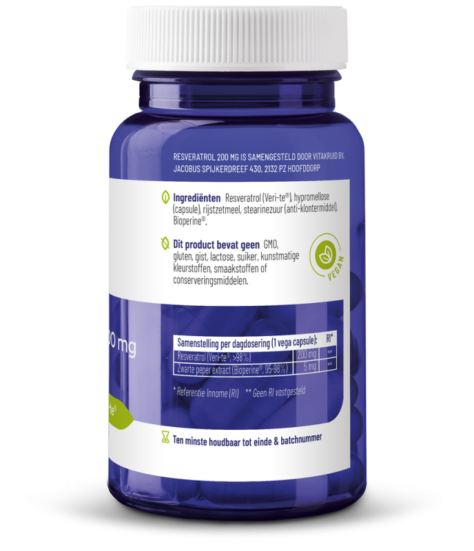 Vitakruid Resveratrol (Veri-te) 200 mg met Bioperine 60.00 Vegetarische capsules