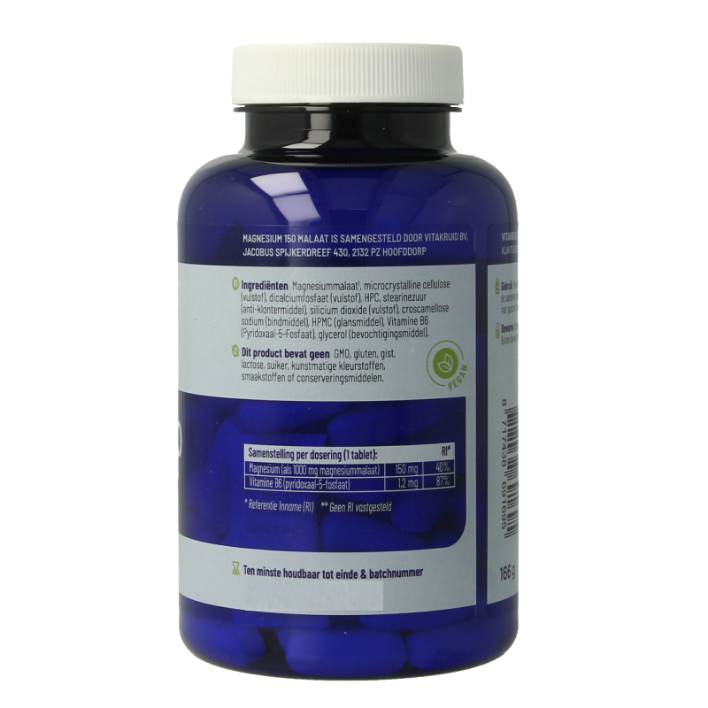 Vitakruid Magnesium 150 Malaat met Vitamine B6 (P-5-P) 90 Tabletten