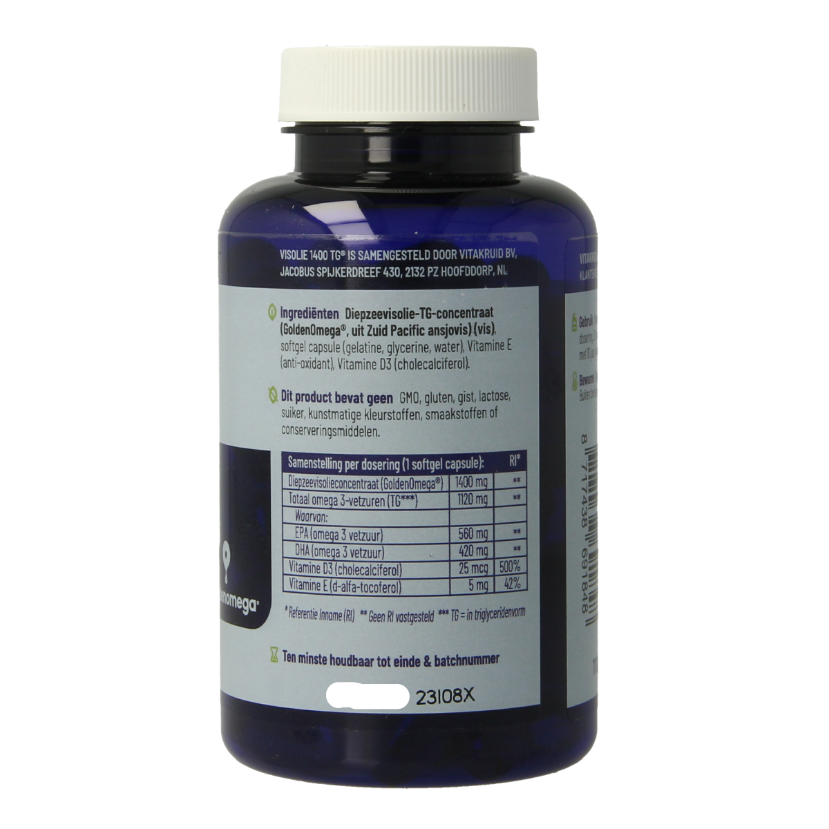 Vitakruid Visolie 1400 TG Triglyceriden met D3 60.00 Softgels