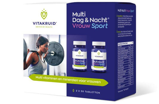 Vitakruid Multi Dag & Nacht Vrouw Sport 100% Vegan 2 x 30 60.00 Tabletten