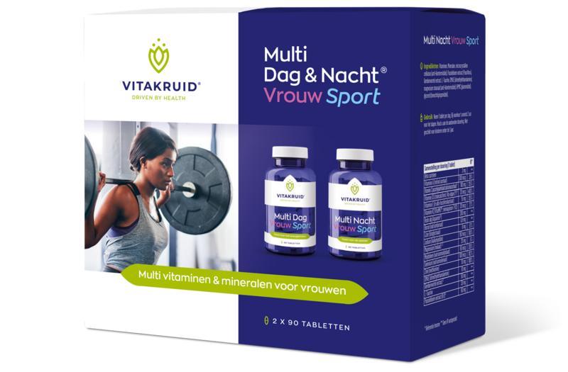 Vitakruid Multi Dag & Nacht Vrouw Sport 100% Vegan 2 x 90 180 Tabletten