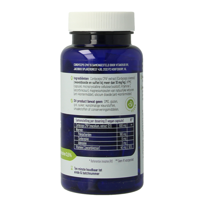 Vitakruid Cordyceps CPA3 mycelium extract 12:1 60 Vegetarische capsules