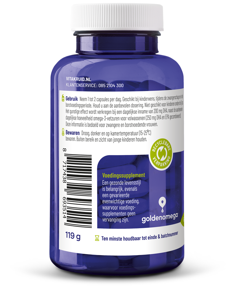Vitakruid Visolie 1800 TG mama 90 Softgels