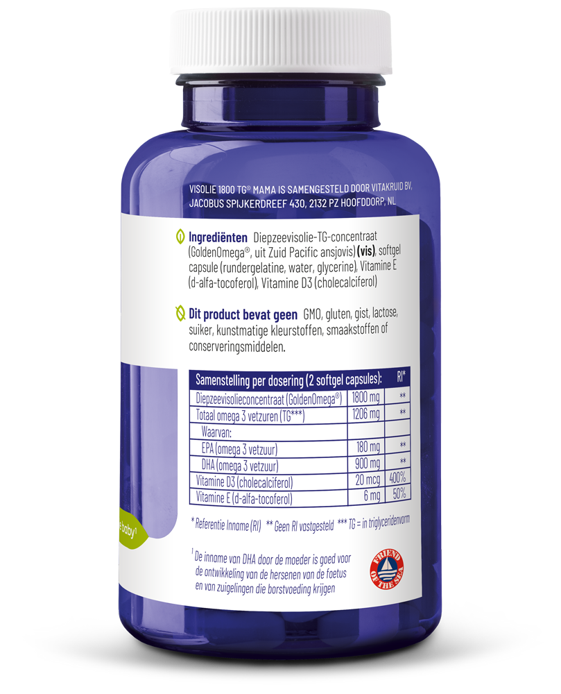 Vitakruid Visolie 1800 TG mama 90 Softgels