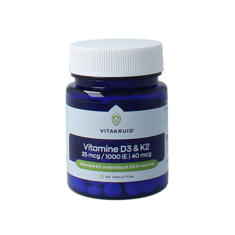 Vitakruid Vitamine D3 25mcg & K2 40mcg (menaq7) 90 Tabletten
