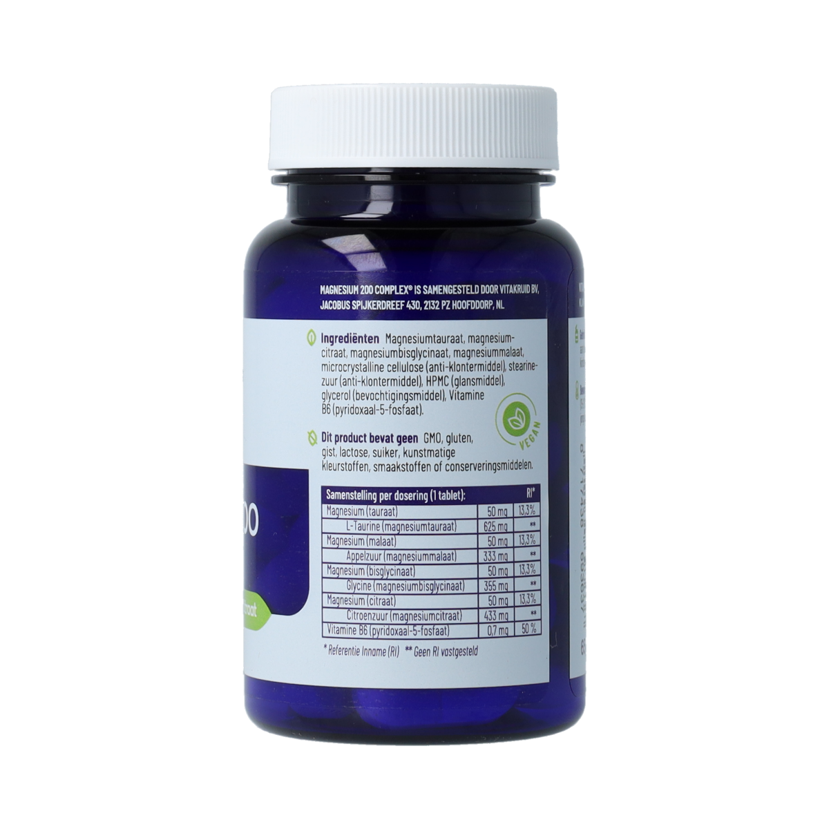 Vitakruid Magnesium 200 Complex Tauraat Malaat Bisglycinaat 30.00 Tabletten