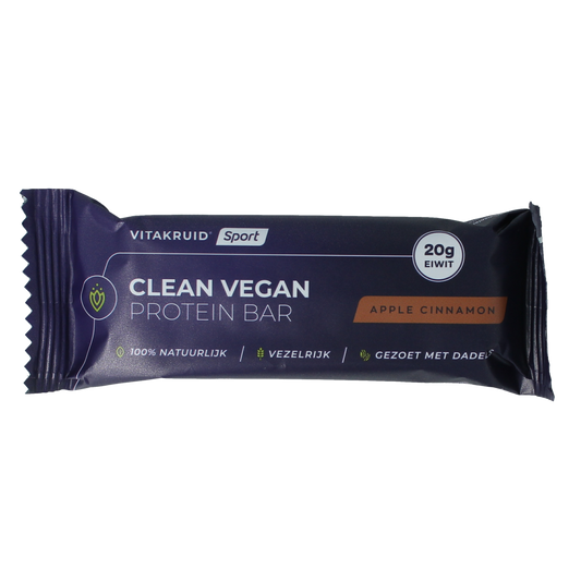 Vitakruid Clean vegan protein bar - apple cinnamon 1.00 Stuks