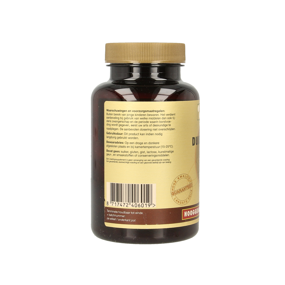 Artelle Duivelsklauw forte 616mg vegetarian capsules, herbal supplement in a clear bottle with capsules visible inside.