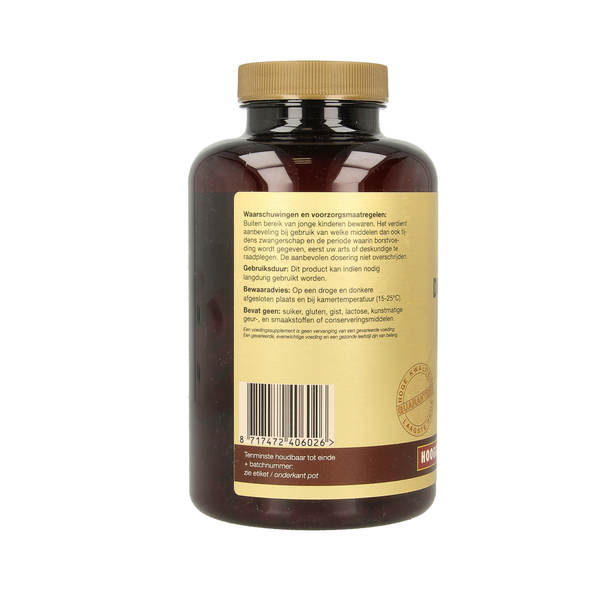 Vegetarian Artelle Duivelsklauw forte capsules, herbal supplement in a clear bottle with green lid and label.