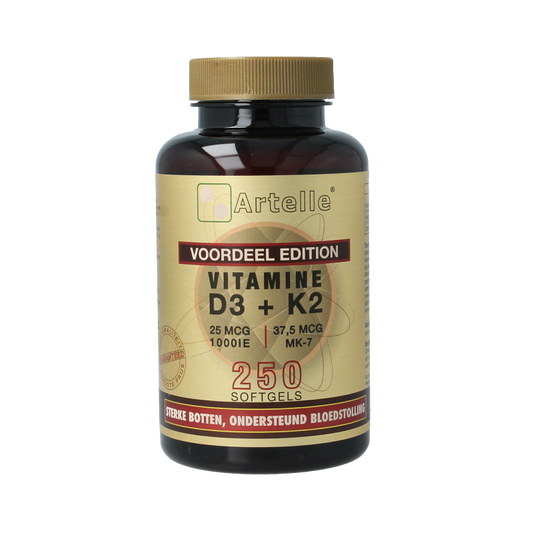 Artelle Vitamine D3 25mcg + K2 37,5 mcg MK-7 250 Softgels