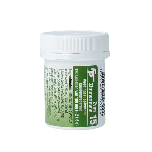 Medizimm Zvon 15 120-tablet herbal supplement box with packaging and tablets visible.