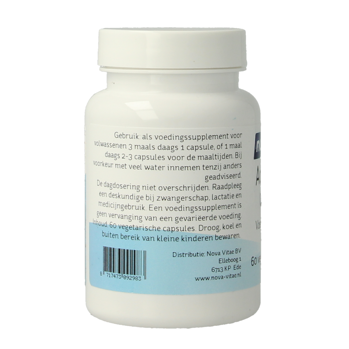 Nova Vitae Acidophilus complex vegetarian capsules containing micro-organisms, shown in a close-up image.