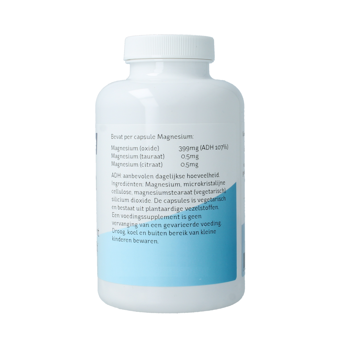 Nova Vitae Magnesium 400 mg vegetarian capsules, mineral supplement in a white bottle with a label showing supplement details.