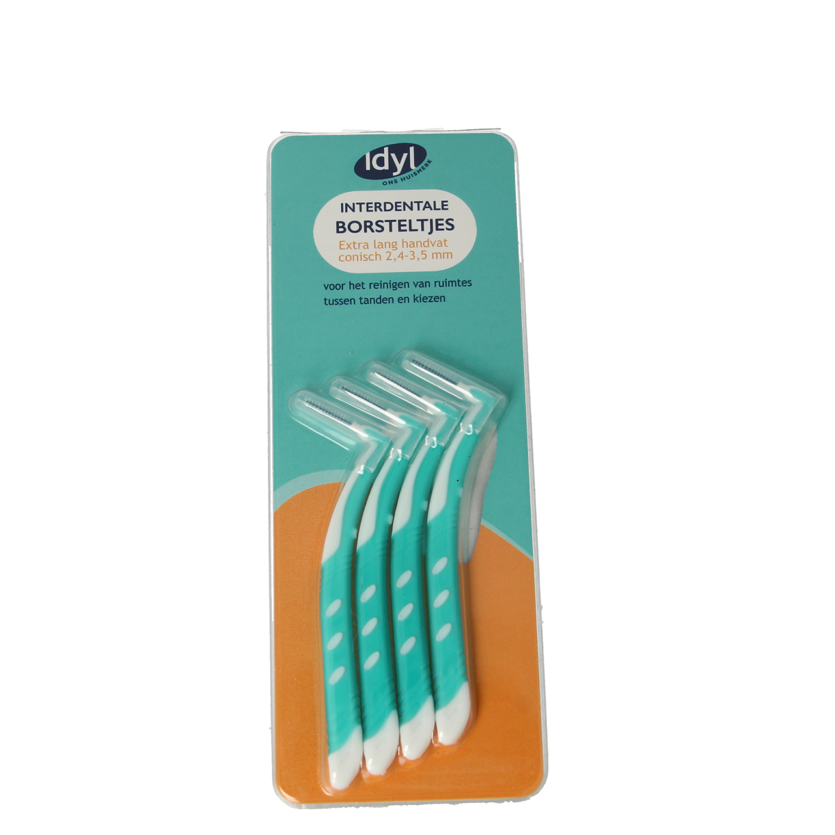 Idyl Op=Op interdentale borstel conisch extra lang XL, tandenstokers en ragers, 4-pack, visible conical brush design