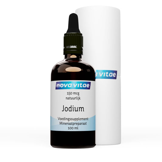 Nova Vitae Jodium 150mcg mineral supplement in 100ml bottle, natural iodine source for thyroid health and daily mineral intake.