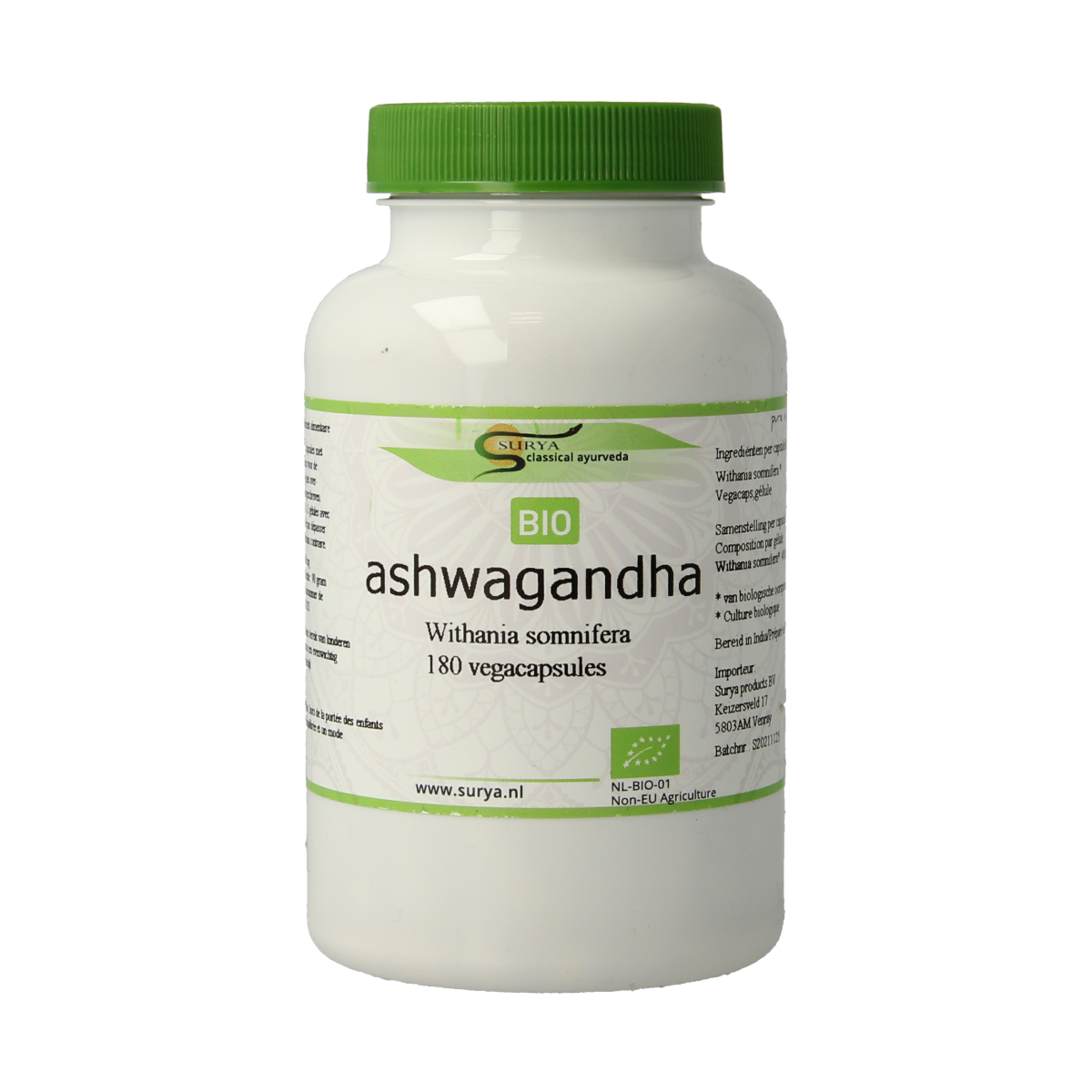 Surya Ashwagandha bio 180.00 Vegetarische capsules