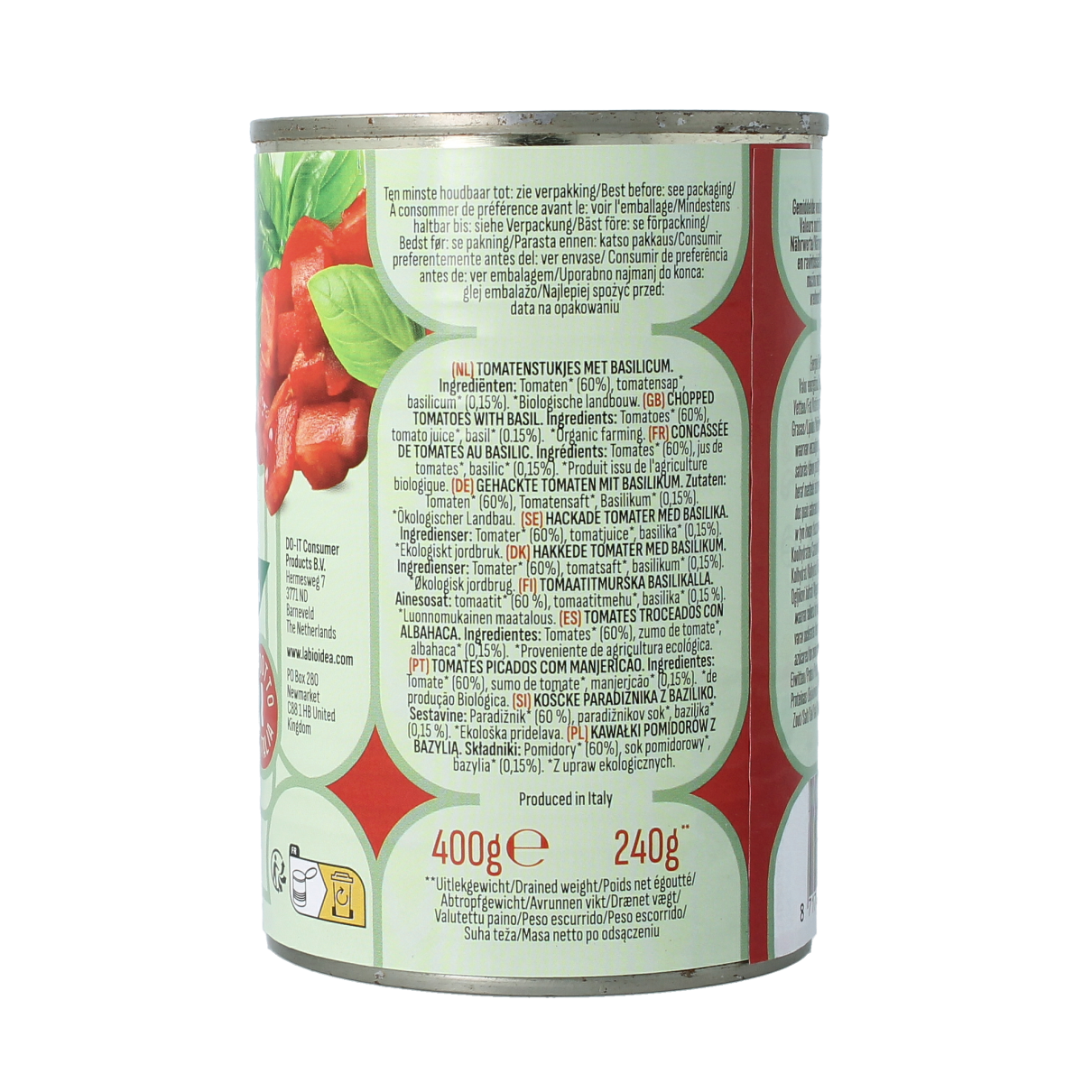 Bioidea Tomatenstukjes basilicum bio 400.00 Gram