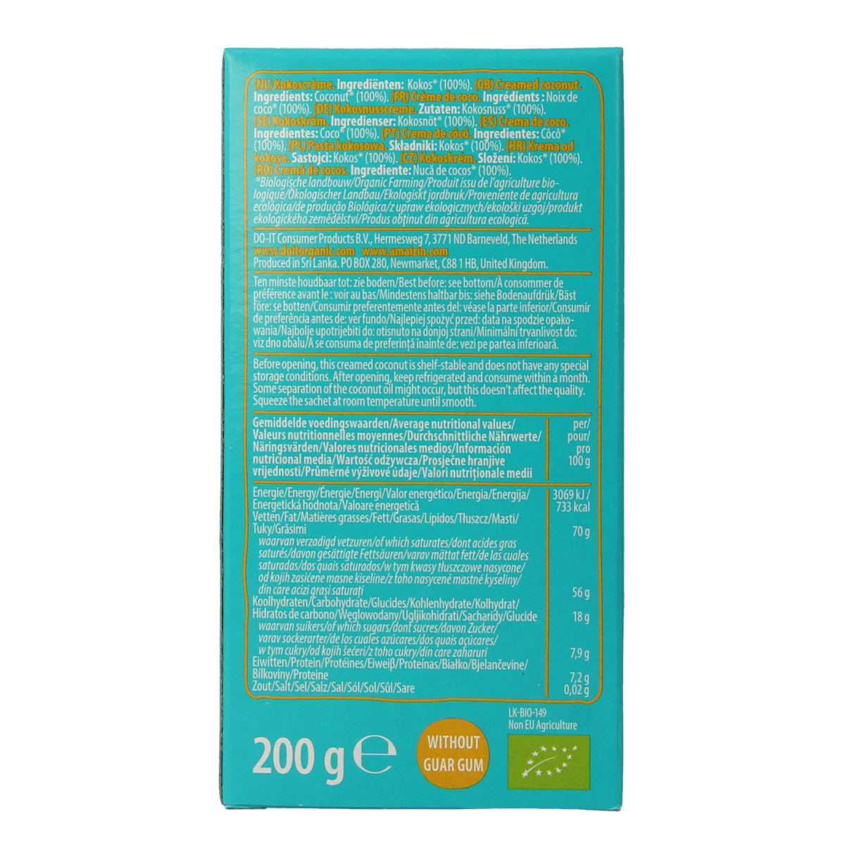Amaizin Kokoscreme bio 200.00 Gram