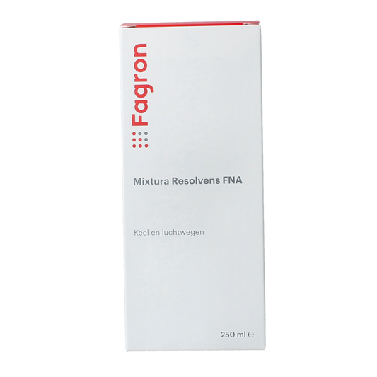 Fagron Mixtura Resolvens FNA herbal preparation in a 250ml bottle, used in herbal formulations and remedies.