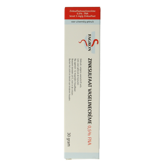 Fagron Zinksulfaat vaselinecreme 0.5% body care tube, 30 grams, creamy texture, used for skin protection and irritation relief